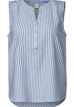 Street One Blusen*Seersucker Streifen Top blue bay