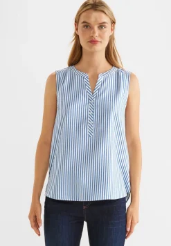 Street One Blusen*Seersucker Streifen Top blue bay