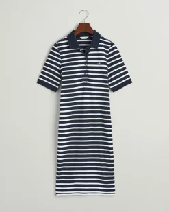 Gant Kleider*Shield Piqué Polokleid mit Streifen evening blue