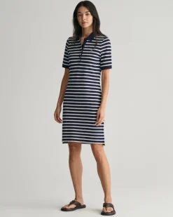 Gant Kleider*Shield Piqué Polokleid mit Streifen evening blue