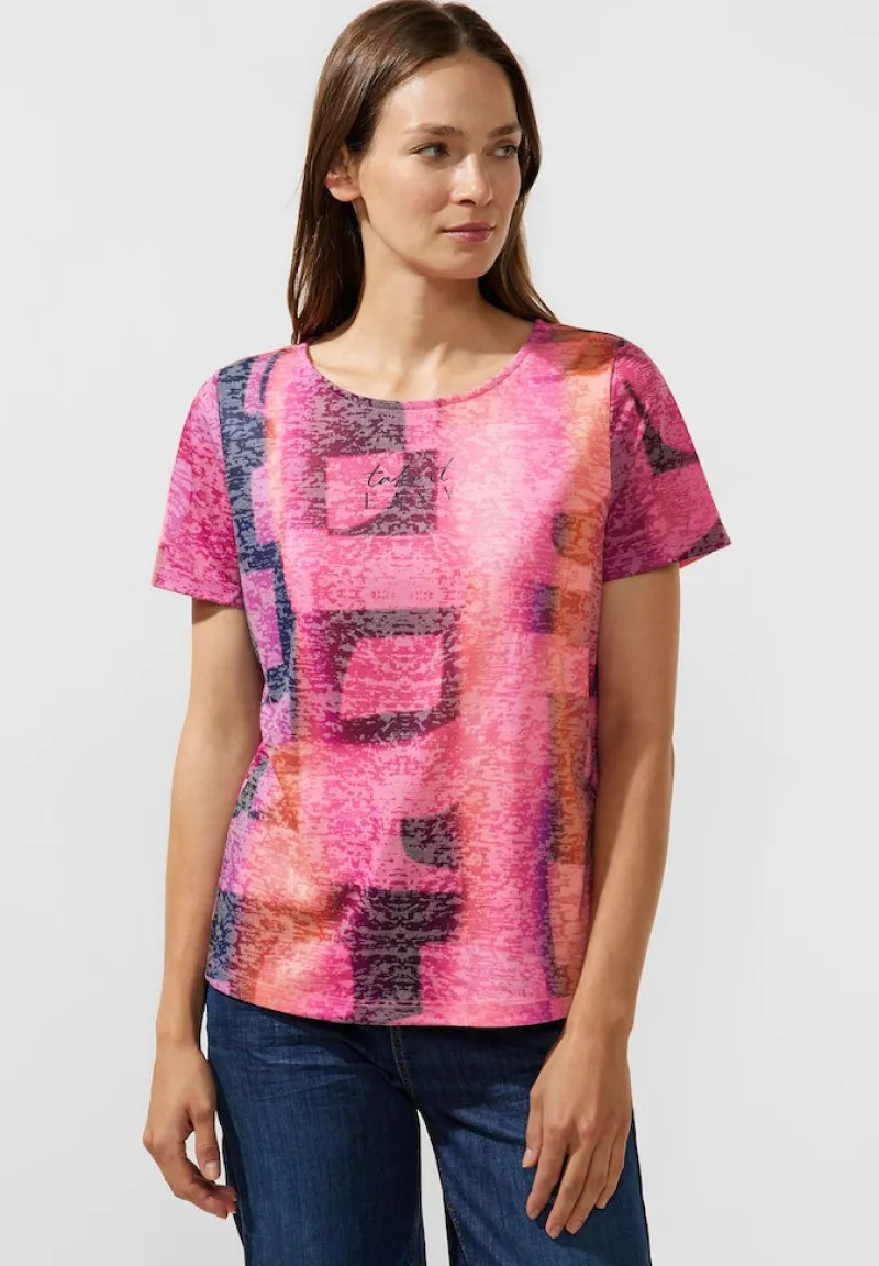 Street One Shirts*Shirt in Ausbrenneroptik Coral Blossom