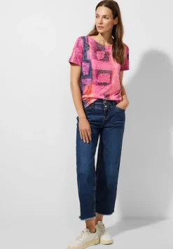 Street One Shirts*Shirt in Ausbrenneroptik Coral Blossom