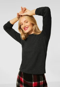 Street One Pullover & Sweatshirts*Shirt in Unifarbe anthracite melange