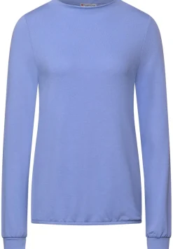 Street One Pullover & Sweatshirts*Shirt in Unifarbe shiny blue melange
