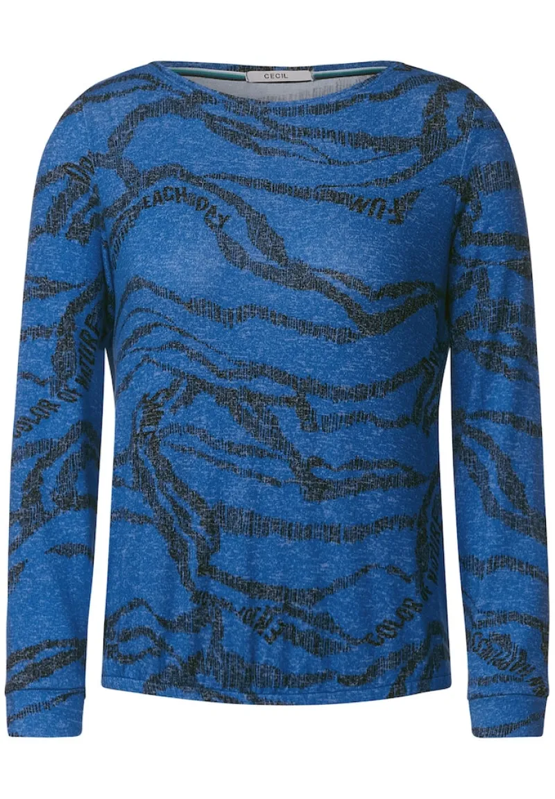 Cecil Shirts*Shirt mit Allover Print mid blue melange