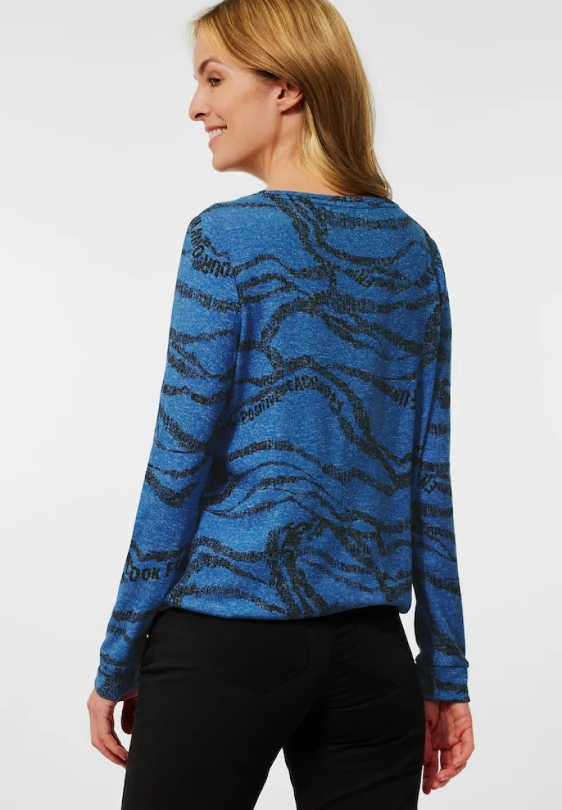 Cecil Shirts*Shirt mit Allover Print mid blue melange