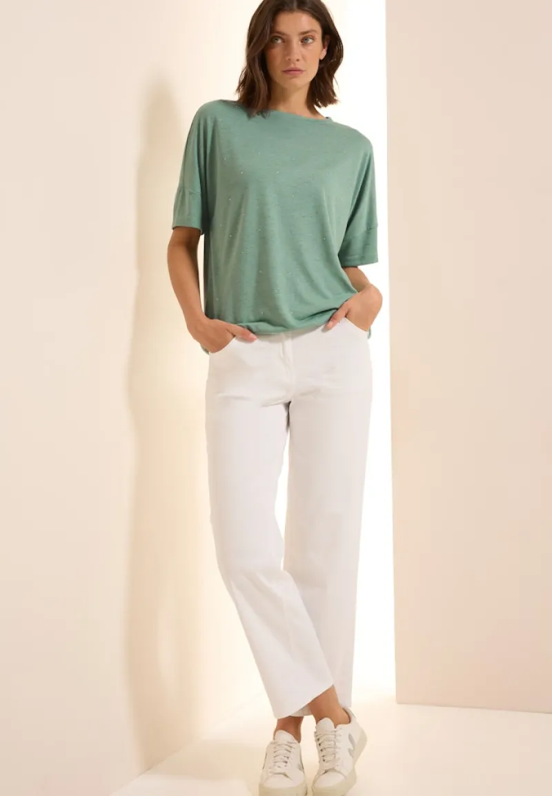 Cecil Shirts*Shirt mit Dekosteinen matcha green