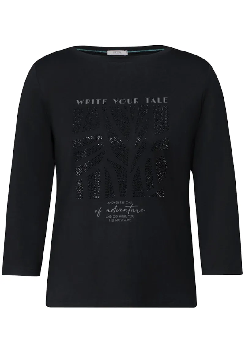 Cecil Shirts*Shirt mit Glitzer-Motiv Black