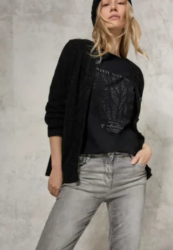 Cecil Shirts*Shirt mit Glitzer-Motiv Black