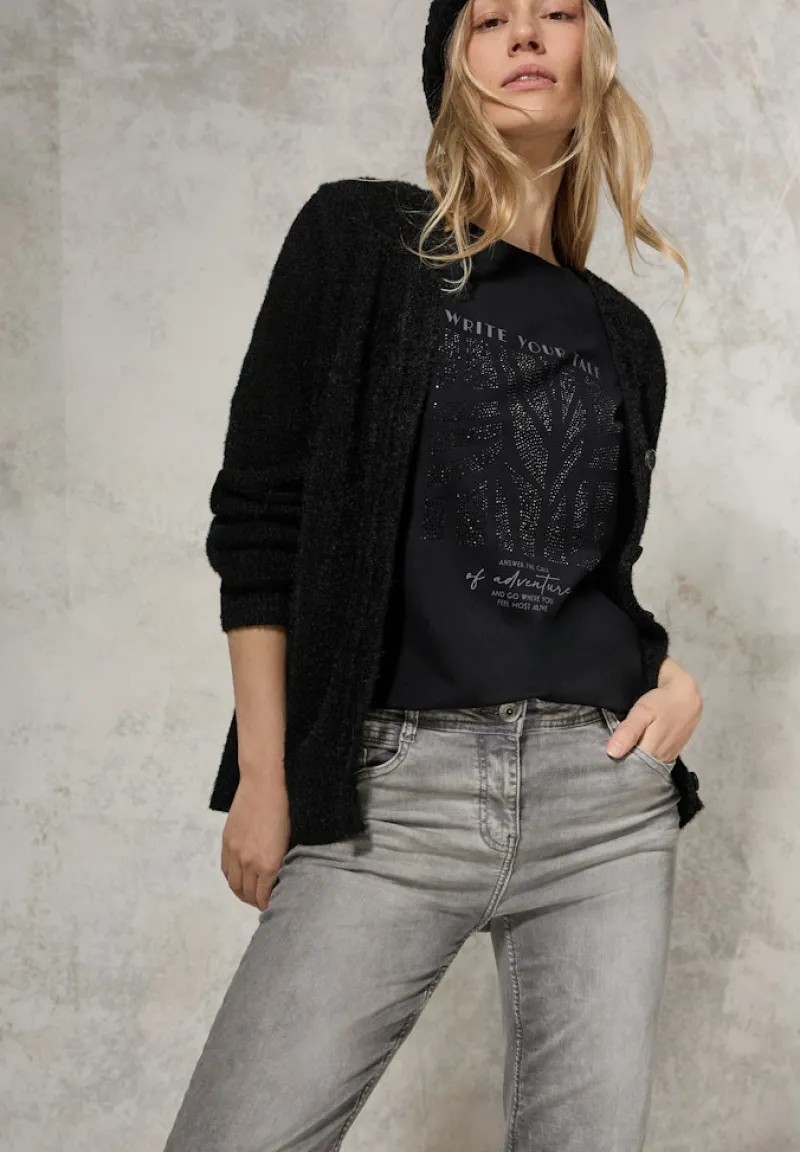 Cecil Shirts*Shirt mit Glitzer-Motiv Black