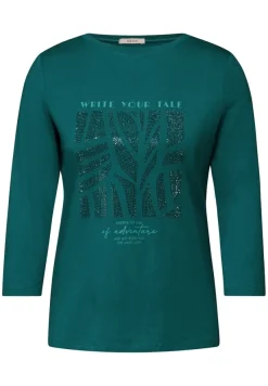 Cecil Shirts*Shirt mit Glitzer-Motiv petrol green