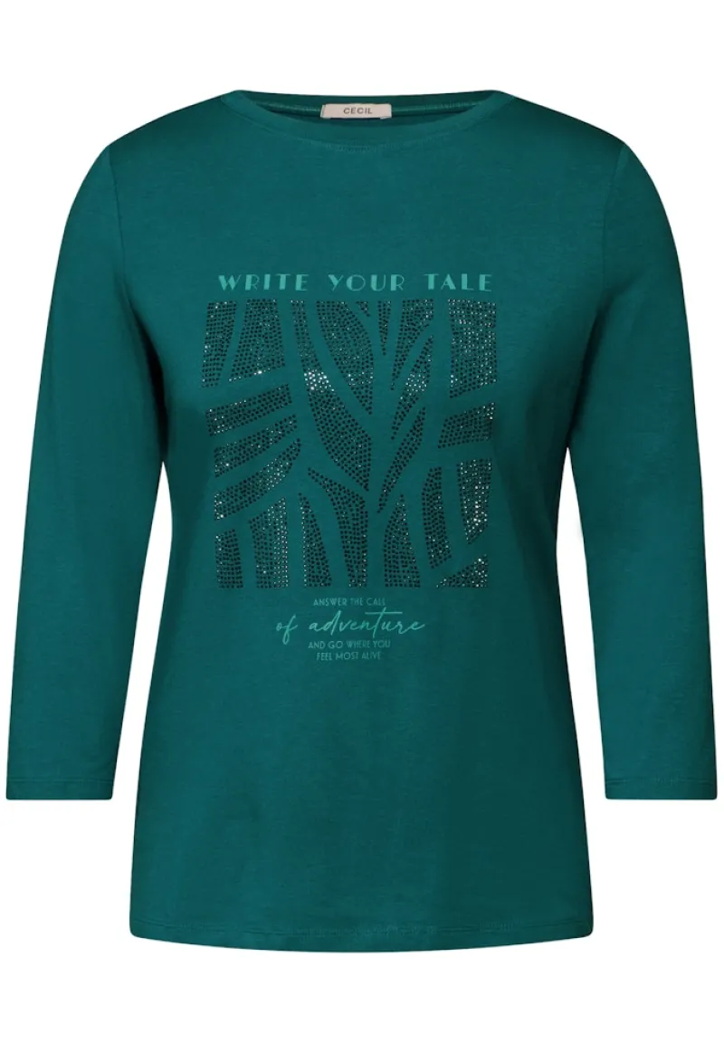 Cecil Shirts*Shirt mit Glitzer-Motiv petrol green