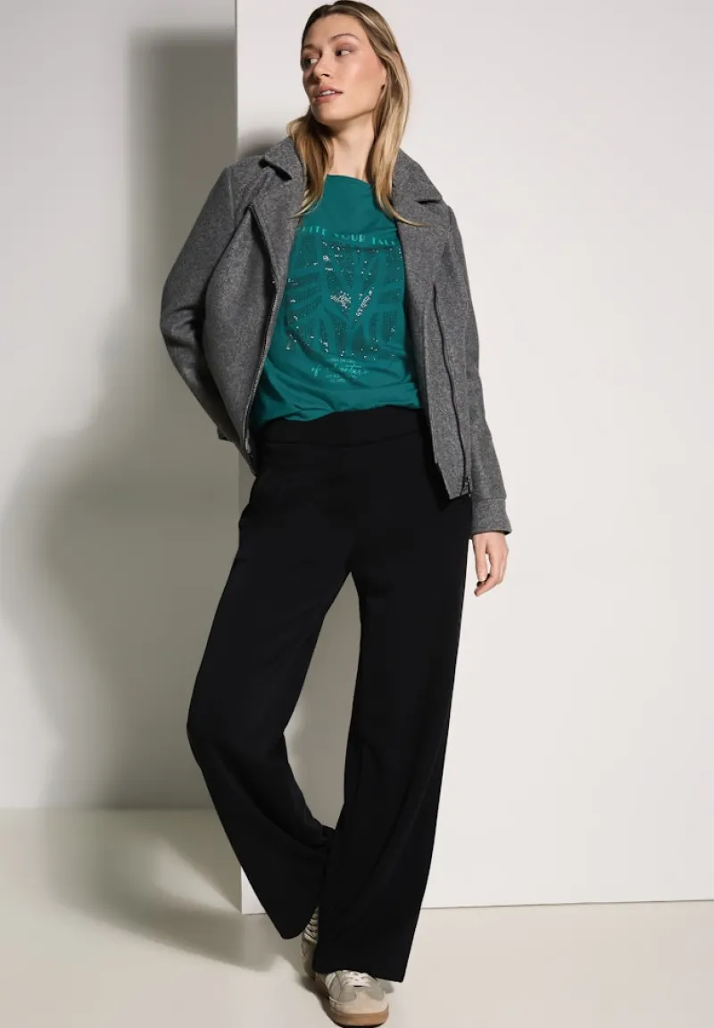 Cecil Shirts*Shirt mit Glitzer-Motiv petrol green