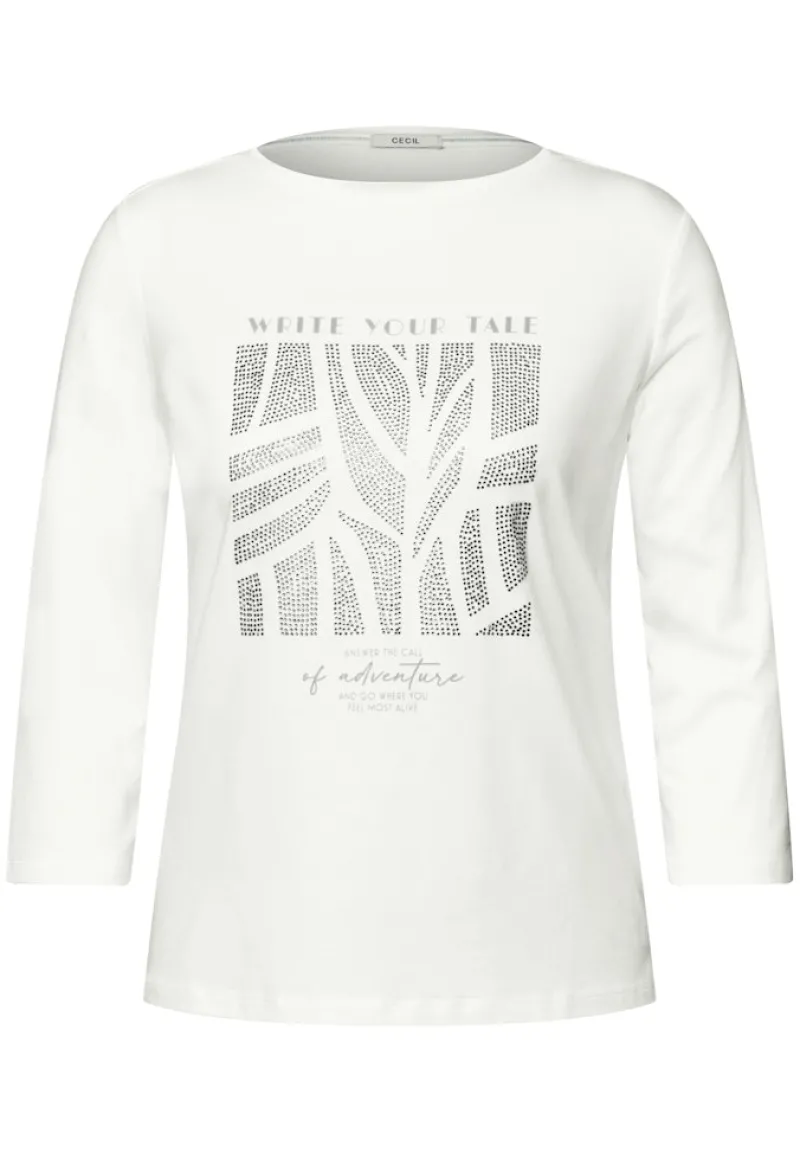 Cecil Shirts*Shirt mit Glitzer-Motiv vanilla white