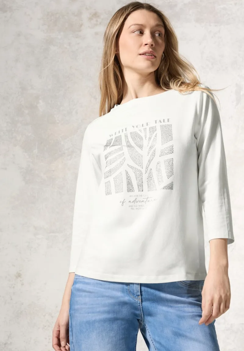 Cecil Shirts*Shirt mit Glitzer-Motiv vanilla white