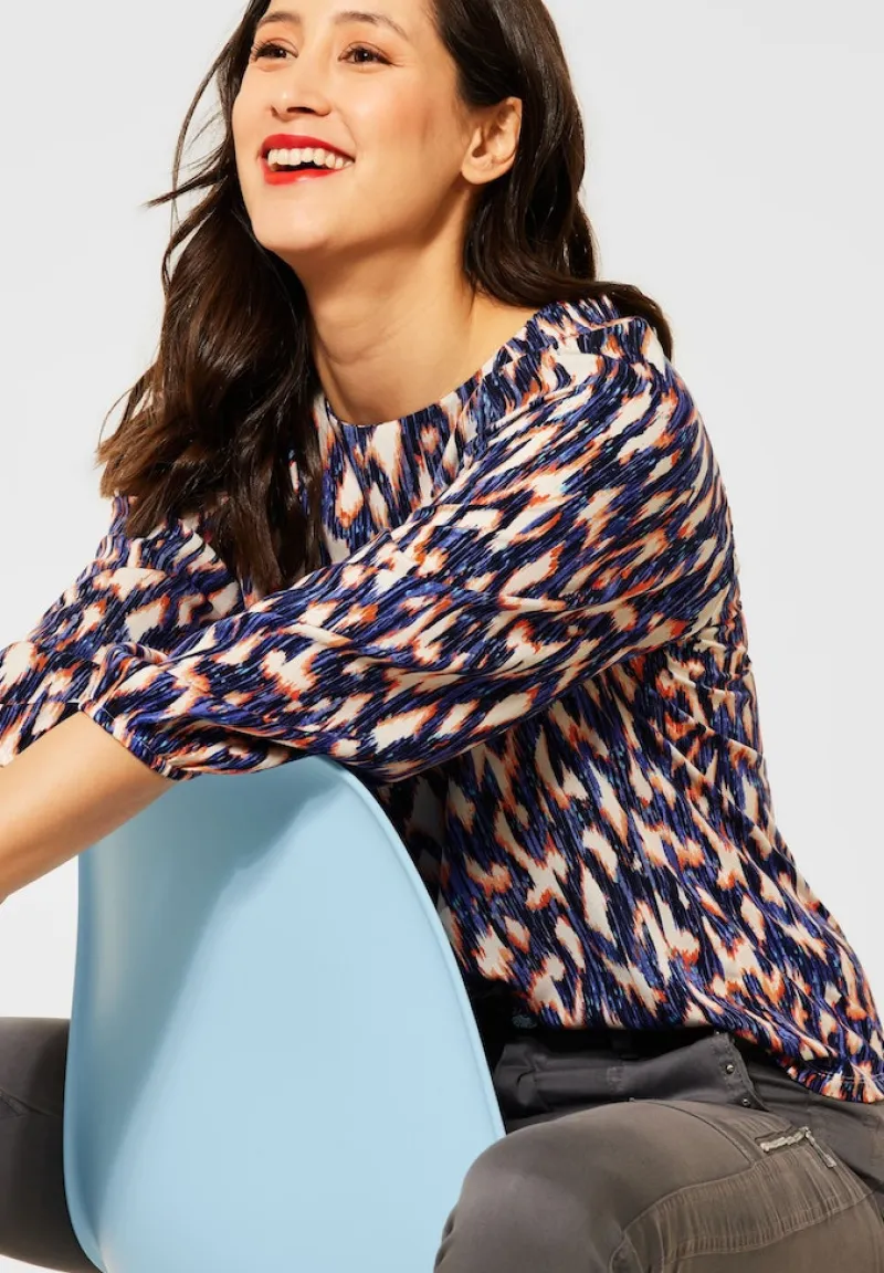 Street One Shirts*Shirt mit Ikat Print dark blue