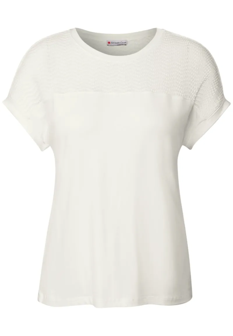 Street One Shirts*Shirt mit Lochmusterdetail off white