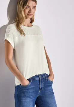 Street One Shirts*Shirt mit Lochmusterdetail off white