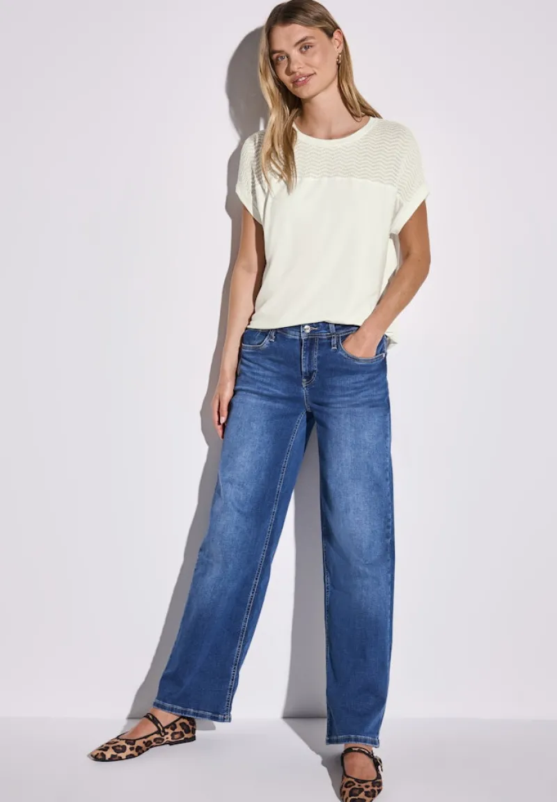 Street One Shirts*Shirt mit Lochmusterdetail off white