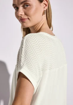 Street One Shirts*Shirt mit Lochmusterdetail off white