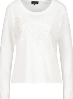 Monari Shirts*Shirt mit Pailletten und Perlen off-white