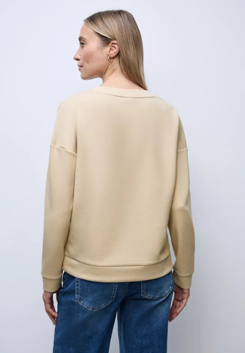 Street One Pullover & Sweatshirts*Shirt mit Ripp-Detail sanded beige mel.
