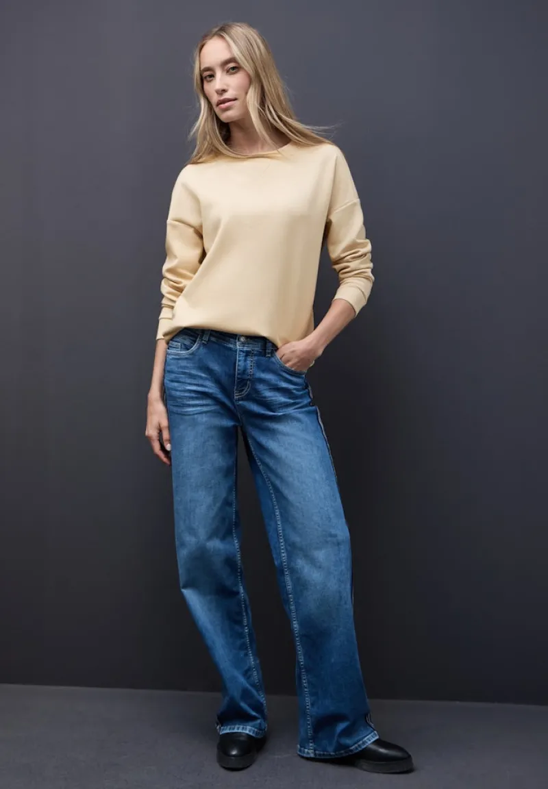 Street One Pullover & Sweatshirts*Shirt mit Ripp-Detail sanded beige mel.