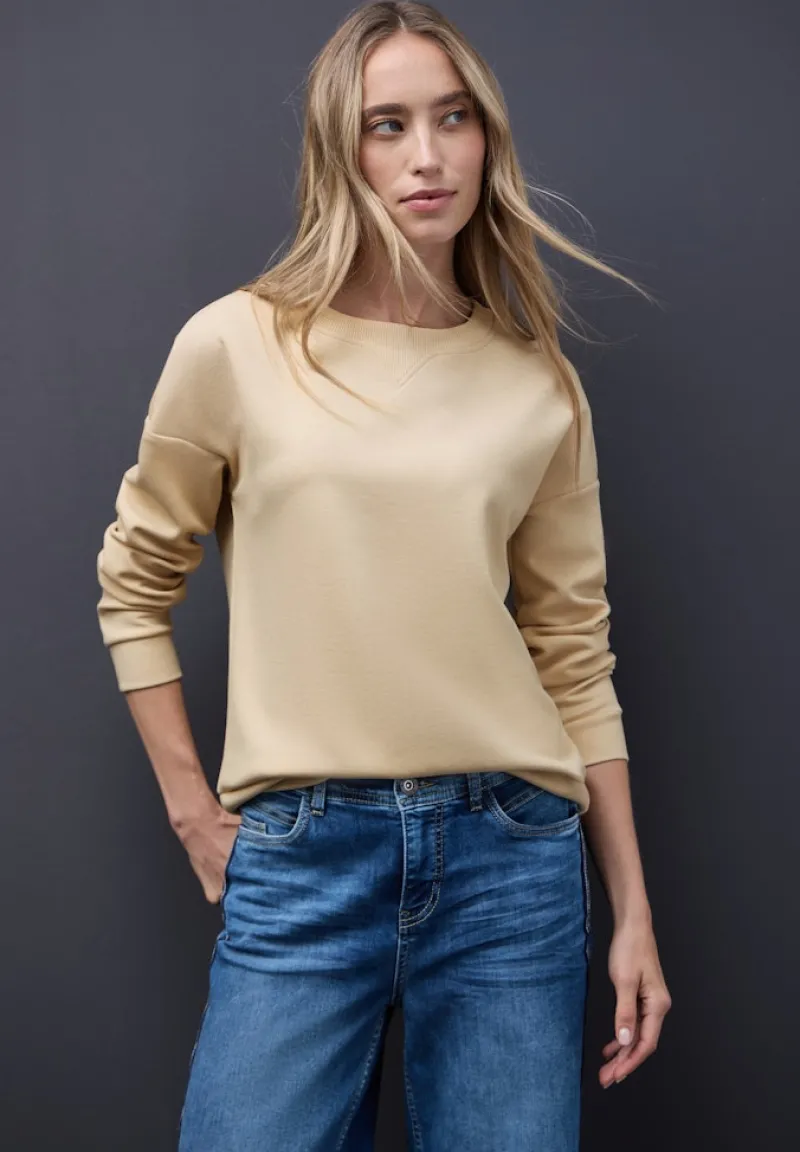 Street One Pullover & Sweatshirts*Shirt mit Ripp-Detail sanded beige mel.