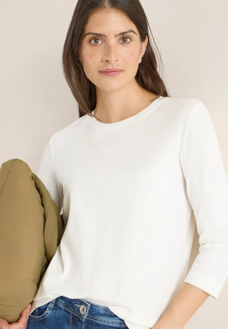 Cecil Shirts*Shirt mit Rippstruktur vanilla white