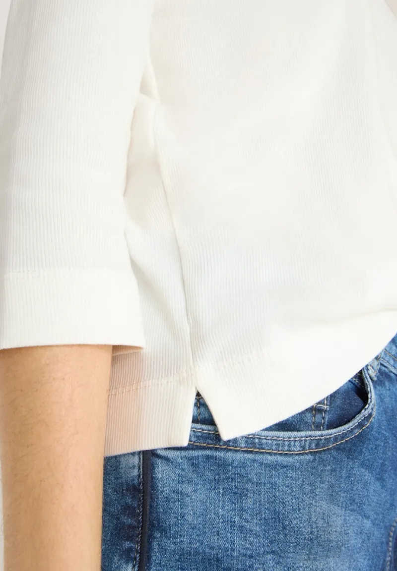 Cecil Shirts*Shirt mit Rippstruktur vanilla white