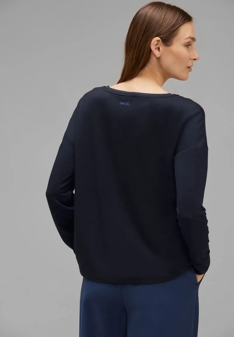 Street One Shirts*Shirt mit Schimmer-Wording deep blue