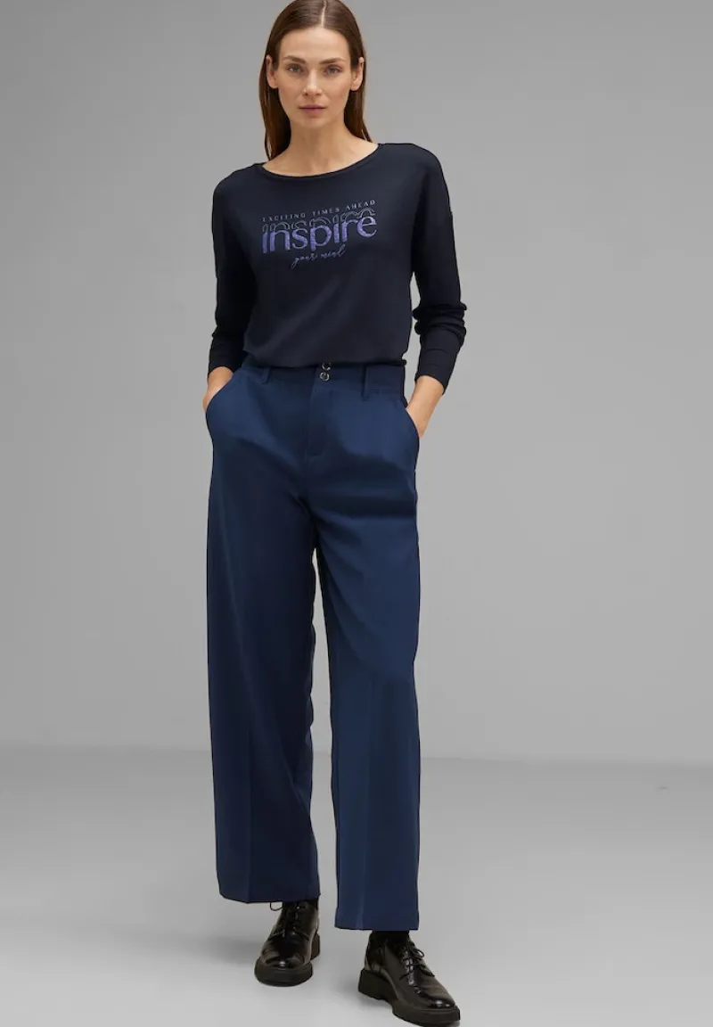 Street One Shirts*Shirt mit Schimmer-Wording deep blue