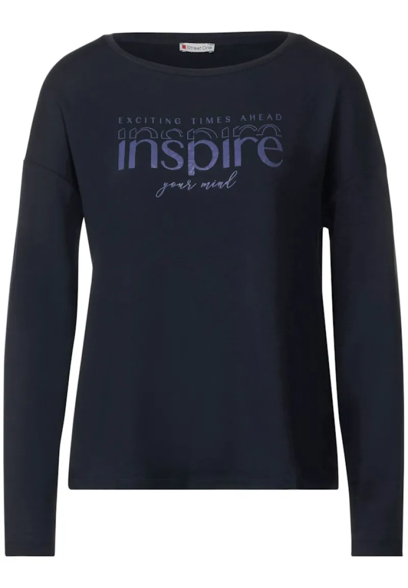 Street One Shirts*Shirt mit Schimmer-Wording deep blue