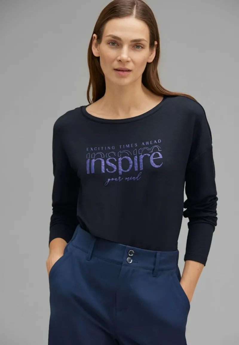 Street One Shirts*Shirt mit Schimmer-Wording deep blue