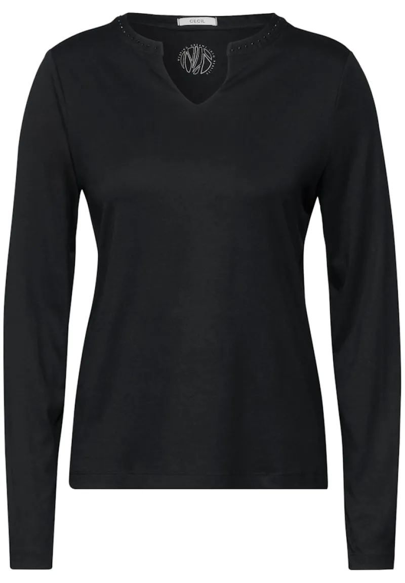 Cecil Shirts*Shirt mit Schmucksteinchen Black