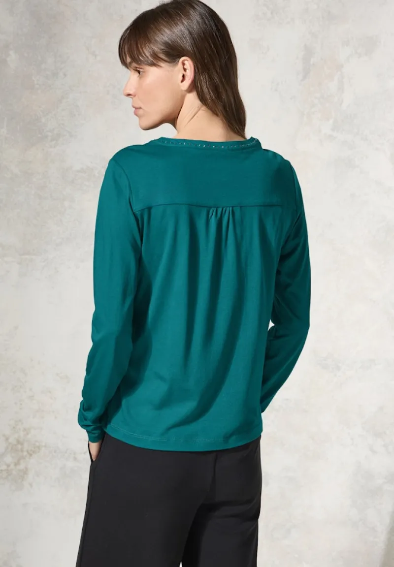 Cecil Shirts*Shirt mit Schmucksteinchen petrol green