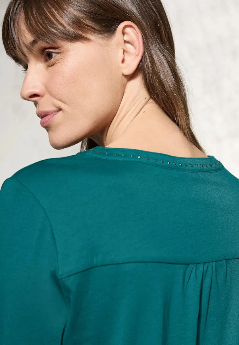 Cecil Shirts*Shirt mit Schmucksteinchen petrol green