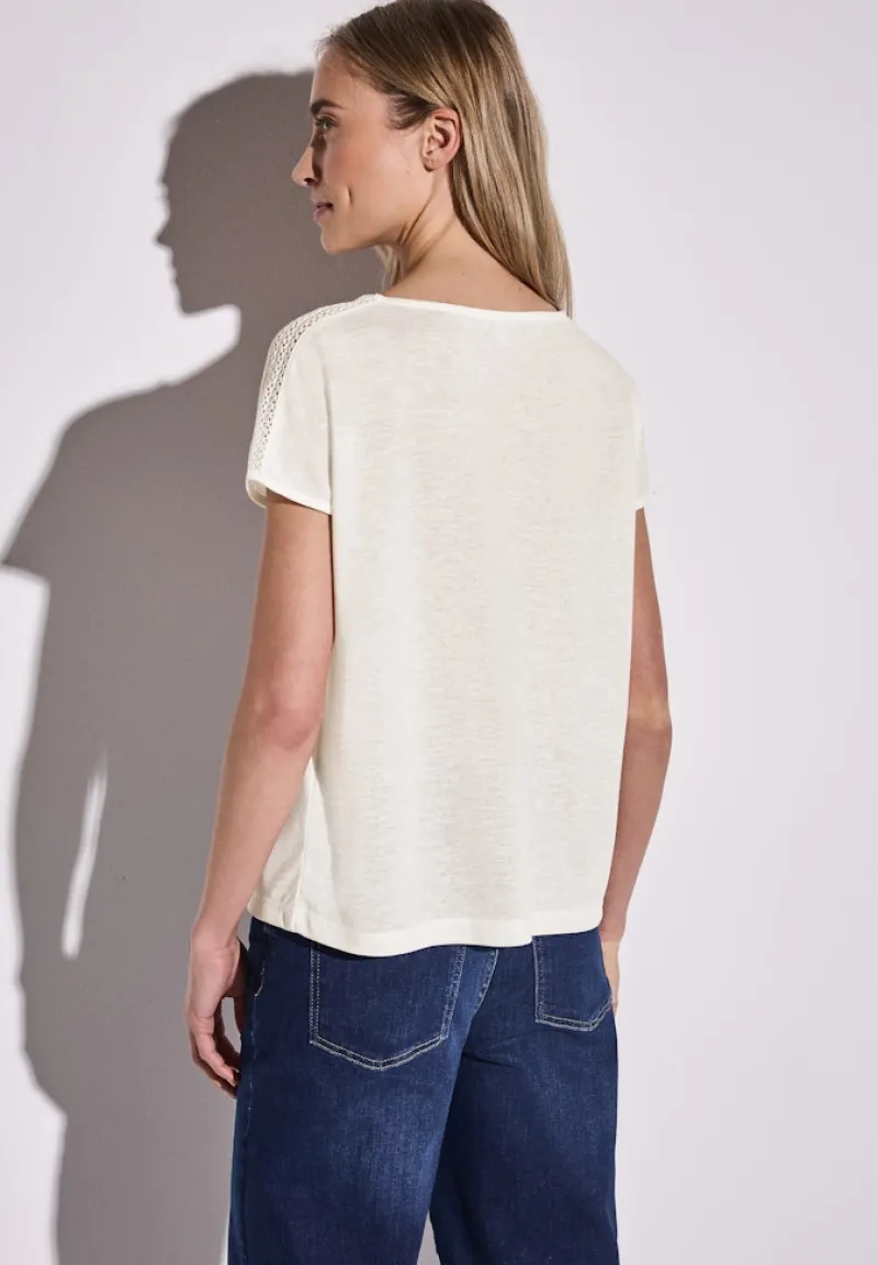 Street One Shirts*Shirt mit Spitzendetail off white