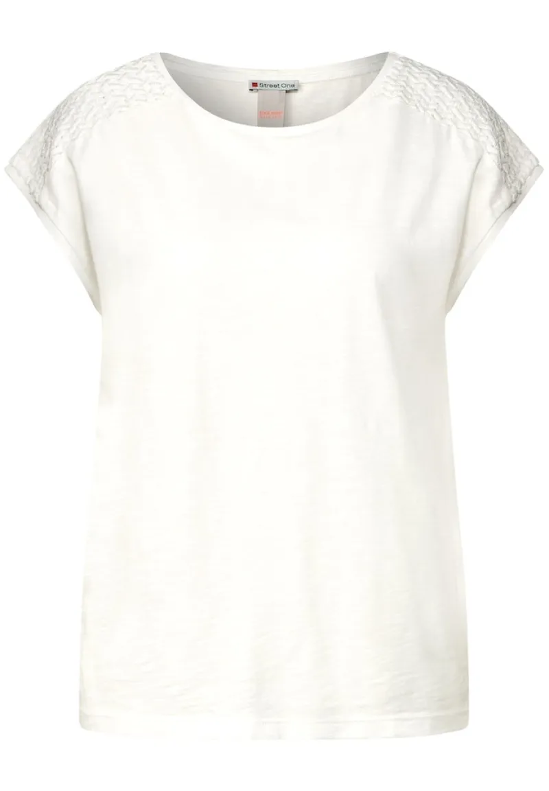 Street One Shirts*Shirt mit Spitzeneinsatz off white