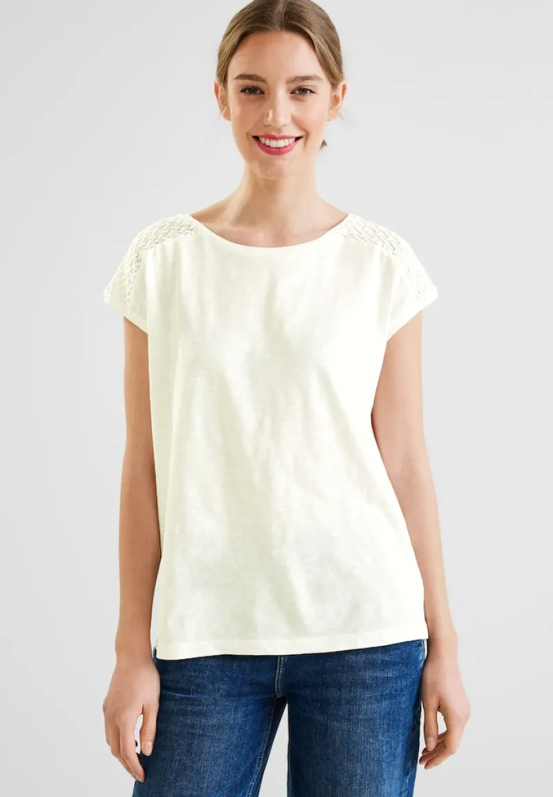 Street One Shirts*Shirt mit Spitzeneinsatz off white