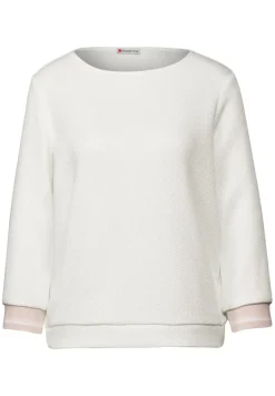 Street One Shirts*Shirt mit Streifen-Bündchen off white