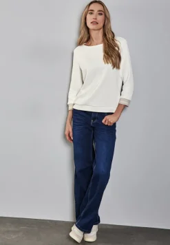 Street One Shirts*Shirt mit Streifen-Bündchen off white