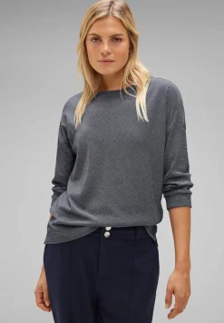 Street One Shirts*Shirt mit Streifenstruktur deep blue