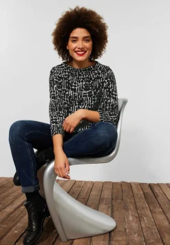 Street One Pullover & Sweatshirts*Shirt mit Struktur Dessin Black