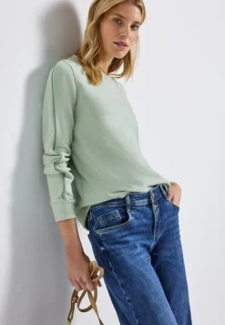 Street One Pullover & Sweatshirts*Shirt mit Tape Details serene green mel.