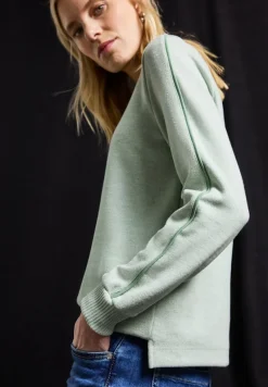 Street One Pullover & Sweatshirts*Shirt mit Tape Details serene green mel.