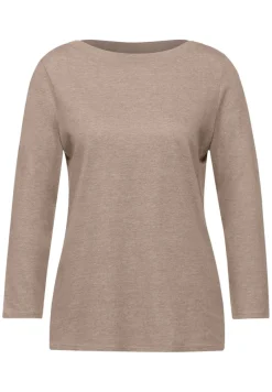 Street One Shirts*Shirt mit U-Boot Ausschnitt mocca sand melange