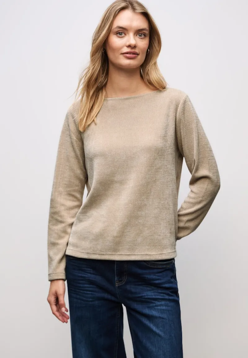 Street One Shirts*Shirt mit U-Boot-Ausschnitt sanded beige