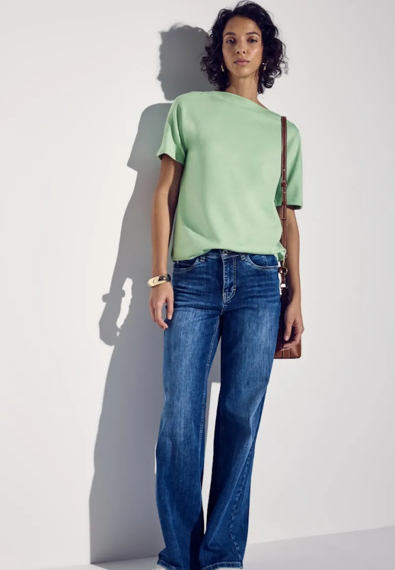 Street One Shirts*Shirt mit U-Boot-Ausschnitt milky green