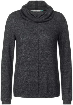 Cecil Shirts*Shirt mit Volumenkragen black melange